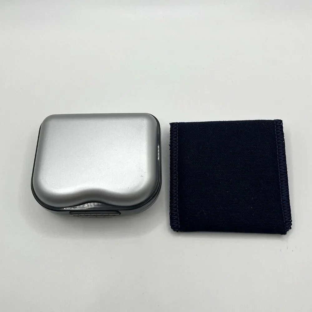 Siemens Hearing Aid Storage Case Lot Of 2 CASES ONLY Silver Hardshell, Blue Soft